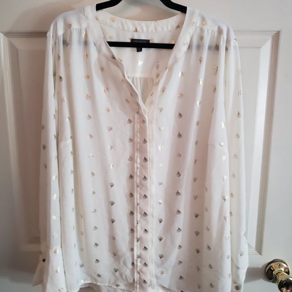 The Limited Tops - The Limited cream blouse gold floral